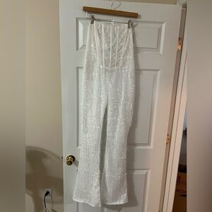Elegant White Sequin Jumpsuit